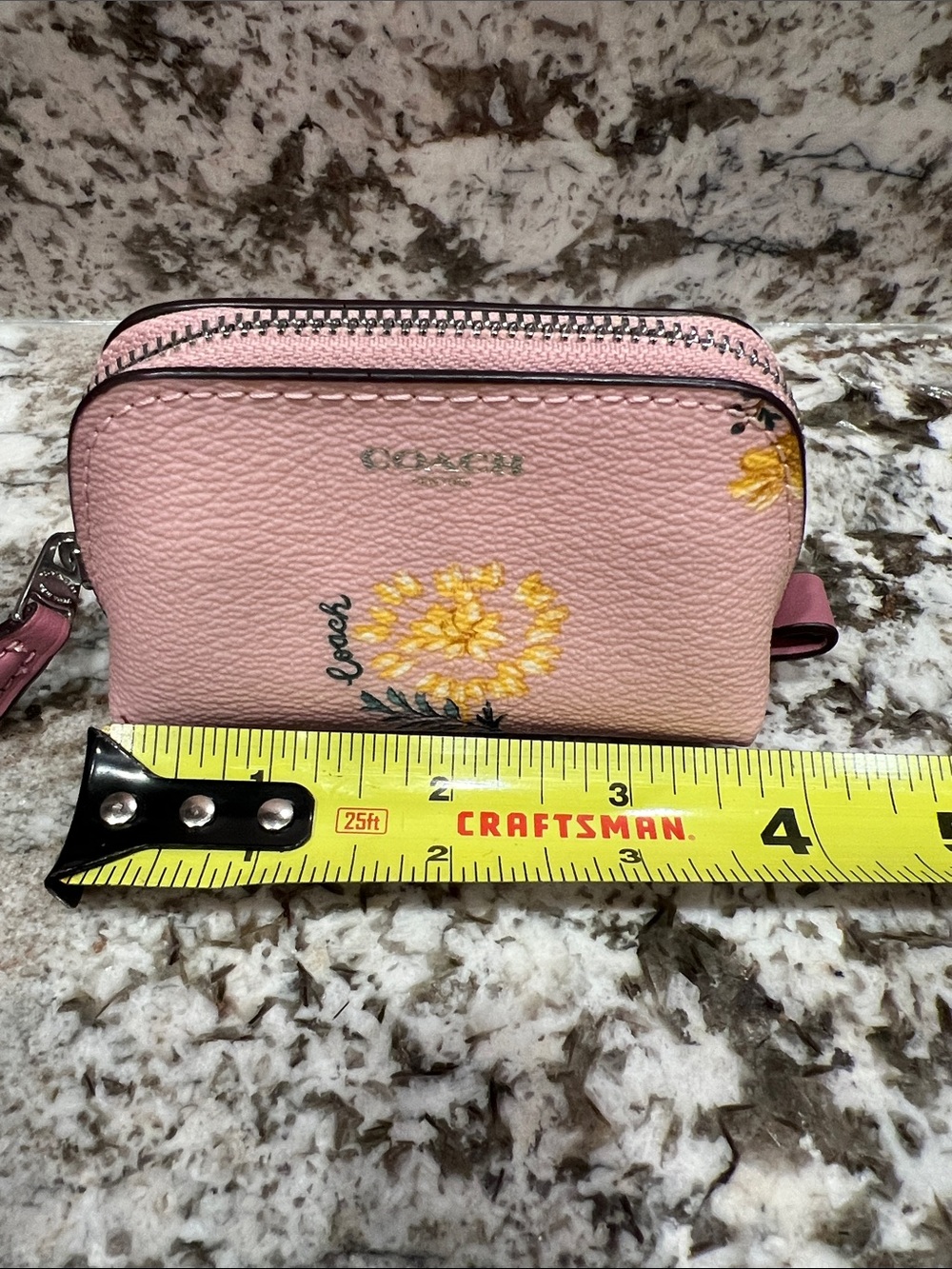 Coach Pink Floral Mini Zip Cosmetic Pouch - Picture 2 of 5